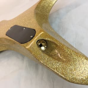 Galaxy Mara AttilaZaster Handmade Custom V  Holographic Gold Metalflake Guitar image 16