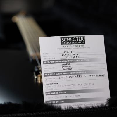 Schecter  USA CUSTOM SHOP PT-7 Black Satin 7-String Electric Guitar w/ Black Tolex Case image 8