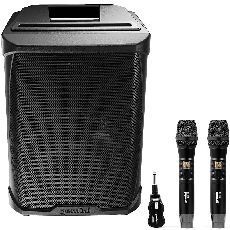 Gemini GPSS 650 200W Portable PA Speaker w GMU M200 Dual Handheld