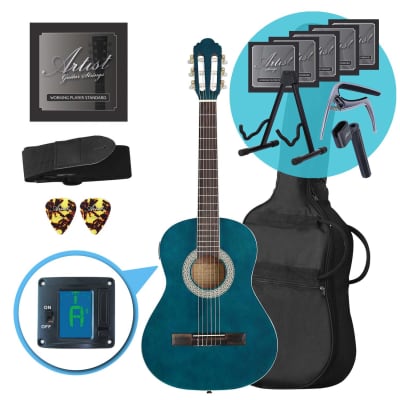 Artist CL34TBB 3/4 Size Classical Guitar Ultimate Pack - Blue image 1