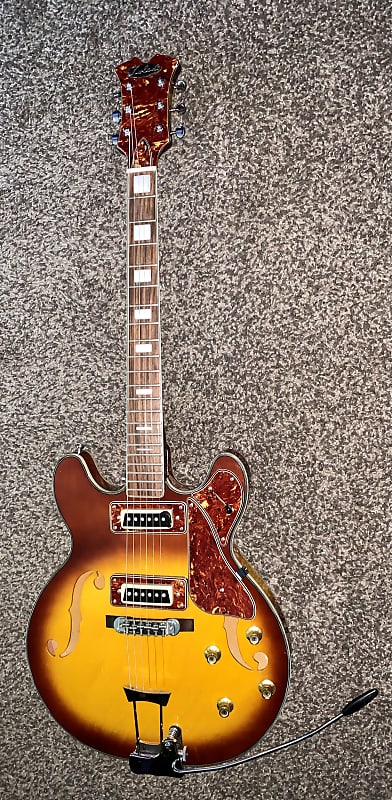 Vintage Toledo  Es 335 style semi hollow body electric guitar guitar made in japan 1970s Sunburst image 1