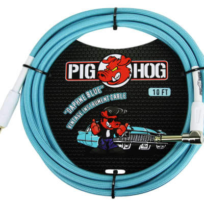 Pig Hog "Daphne Blue" 10' Straight / Angle Instrument Cable PCH10DBR image 1