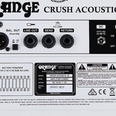 Orange Crush Acoustic 30 Acoustic Guitar Amplifier 2 Channel 30W 1 x 8 Amp Black image 14