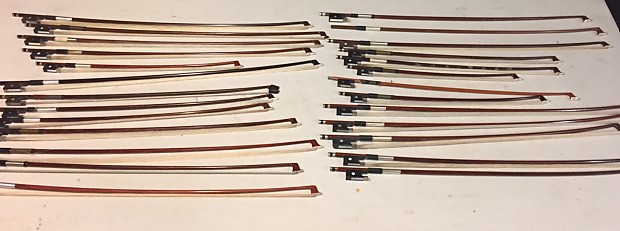 Assorted violin bows for repair, lot of more than 25 bows image 1