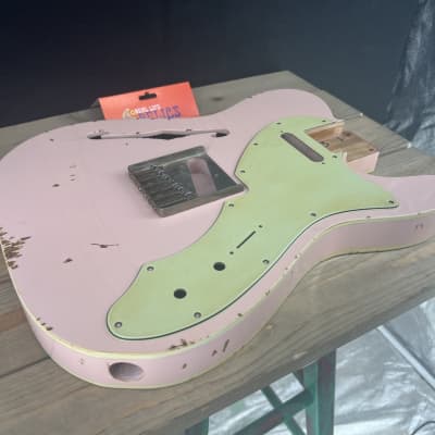 Real Life Relics Nitro 69 Thinline Tele® Telecaster® Body Double Bound Aged Shell Pink image 9
