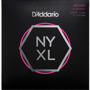 D'Addario NYXL45130SL Nickel-Wound Super Long Scale 5-String Bass Strings - Light (45-130)