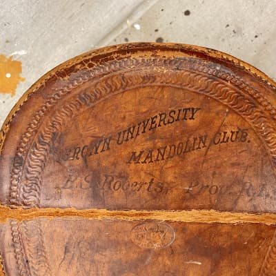 Vintage 1900's Bay State Bowl Back Mandolin & Brown University Leather Case-For Repair-AS-IS image 15