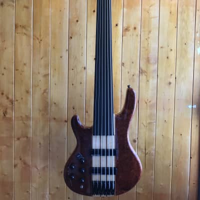Wolf S9-6 6 String Fretless Bass (Left Handed) - Quilted Bubinga (#2) image 1