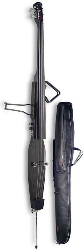 Stagg EDB-3/4 MBK Electric Upright Double Bass with Gig Bag, Metallic Black image 1