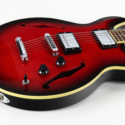 CLEAN! 2000 Hamer USA Newport Pro Black Cherry Burst - Solid Carved Spruce Top, Hollowbody Guitar! image 21