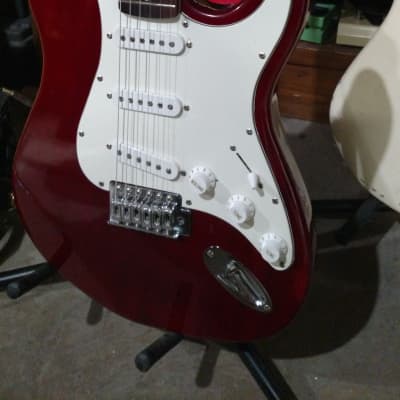 Glenn Burton Strat Type Double Cut See Through Red Guitar With New Fret Work. image 7