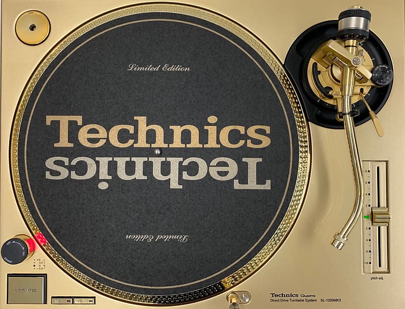2 Technics SL-1200 MK3 Custom Gold Turntables with New M44G