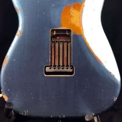 Custom/Hybrid Stratocaster, Heavy Relic, Blue Ice Metallic over 3-Tone Sunburst image 7