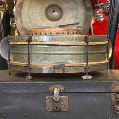 VINTAGE 1920's Leedy 3x13 Nickel over Brass Student Model Drum image 2