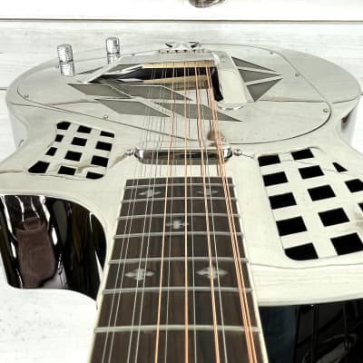 Royall Trifecta TC-14 Bright Mirror Nickel Finish Cutaway 12 String Tricone Resonator Guitar With Pickup image 8
