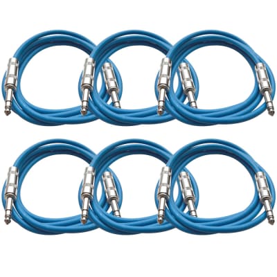 SEISMIC AUDIO New 6 PACK Blue 1/4" TRS 6' Patch Cables image 1