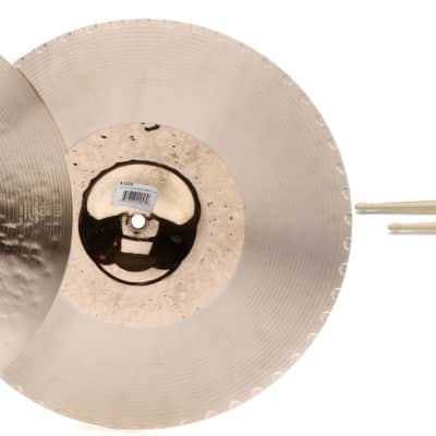 Zildjian 14.25 inch K Custom Hybrid Hi-hat Cymbals  Bundle with Zildjian Hickory Dip Series Drumsticks - 5A - Wood Tip - Black image 1