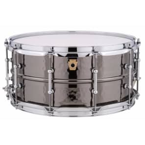 New Ludwig LB417KT Black Beauty 6.5"x 14" Hammered Brass Snare Drum with Tube Lugs, Black Nickel image 3