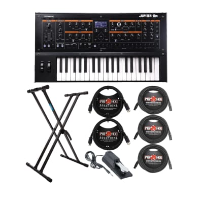 Roland JUPITER-XM 37-Key Keyboard Synthesizer with Keyboard Stand, Sustain Pedal, XLR Cables (3) and MIDI Cables (2) (8 Items)