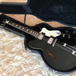 Rare 1995 Epiphone Riviera Ebony (EB) Black MIK Peerless