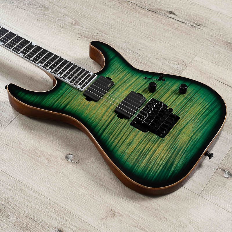 ESP USA M-II FR-DLX Guitar, Ebony Fretboard, EMG 81-X / 85-X, Dark Lime  Sunburst