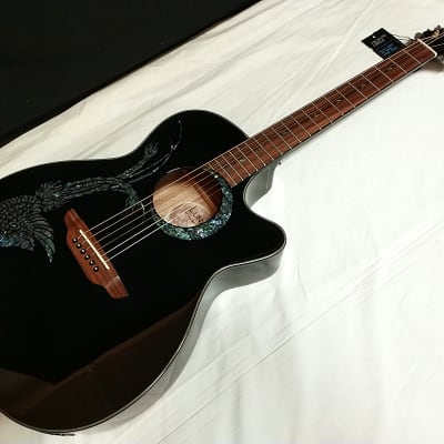 LUNA Fauna Phoenix cutaway acoustic electric Guitar NEW Classic Black w/ Light CASE image 2