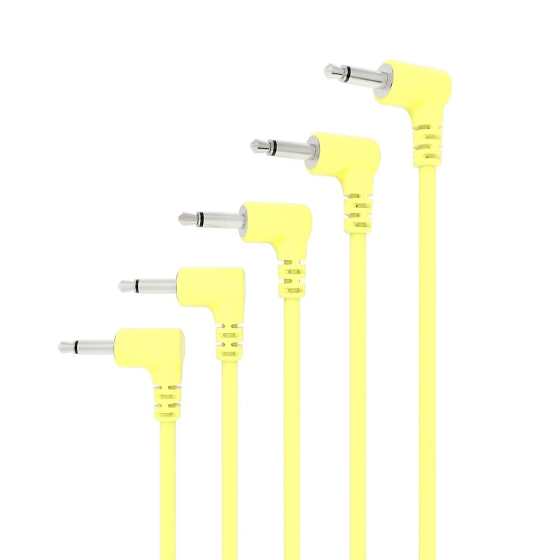 ExcelValley - 5-Pack Yellow 200cm 79" - Right Angle Mono Modular Patch Cables image 1