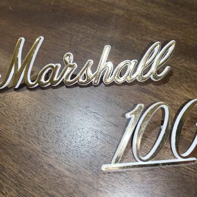 Marshall Logo 7 Inch Plus 100 Badge 70s Style 2020 Gold/White image 1