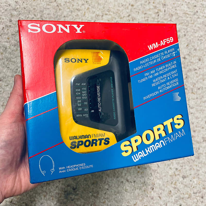 [Rare Box] Sony WM-AF59 Walkman Cassette Player, Beautiful Yellow, Working !  			