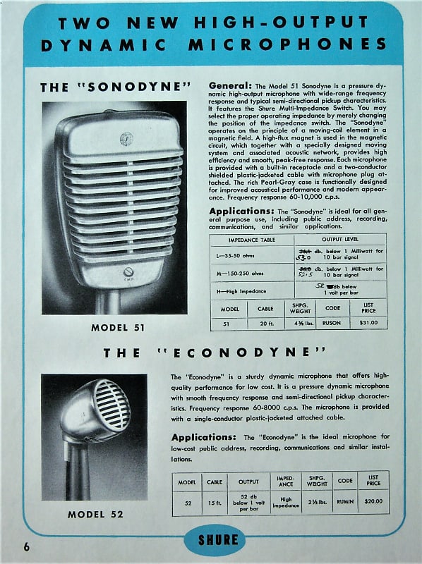 Shure 51 & Snyder社マイクスタンド 米国50s - レコーディング/PA機器