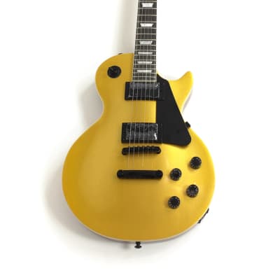 Haze HSGS91988GD Solid Mahogany Body Gold Top Electric Guitar, Gold - With yellow case image 5