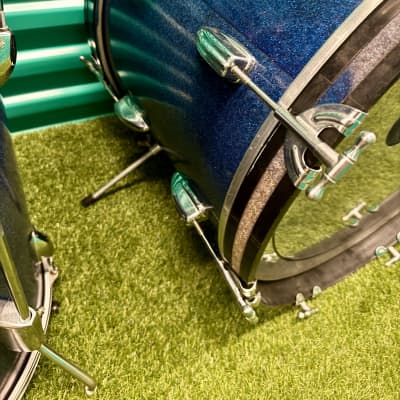 ⚡️Vintage Whitehall 4-Piece Drum Set 20" /12" / 13"/16" Made In Japan -Blue Sparkle⚡️ image 15