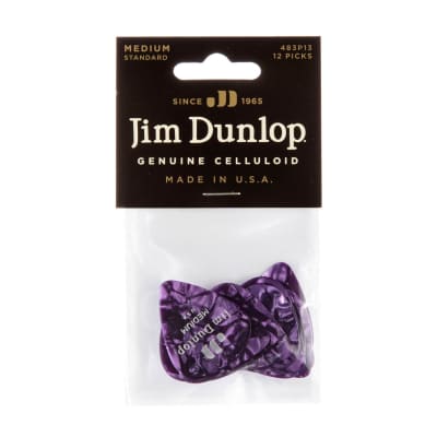 Dunlop 483P13MD Classic Celluloid Purple Pearloid Medium Picks 12-Pack image 1