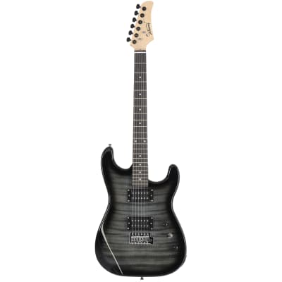 Glarry GST Stylish H-H Pickup Tiger Stripe Electric Guitar Kit with 20W AMP, Bag, Guitar Strap 2020s -Black image 13