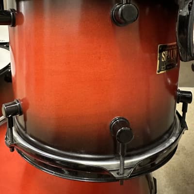 Spaun USA Custom Maple Drumset 10-12-14-16-22 - Red to Black Burst Satin image 4