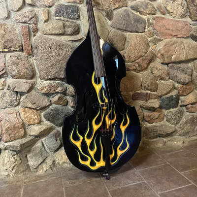 4/4 Electric/Acoustic Jazz Bass - 2005 - Gloss with Flame Made in Romania image 1