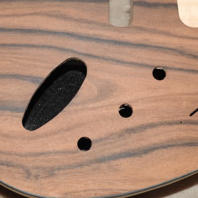 Unfinished Strat 2 Piece Alder With a Book Marched 2 Piece Black Walnut Top Bound in Black 4lbs 1.8oz! image 4