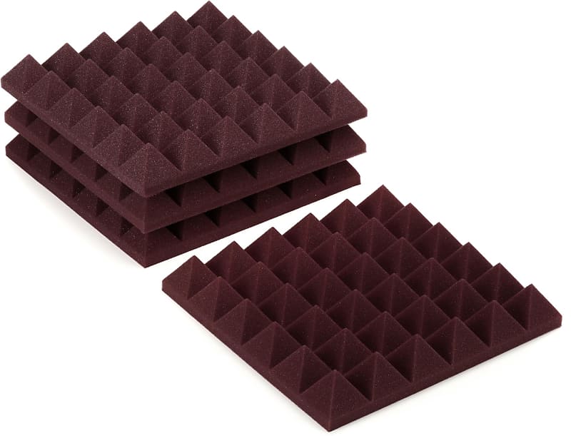 Gator Acoustic Pyramid Panels 1x1 foot 4pack Burgundy Reverb