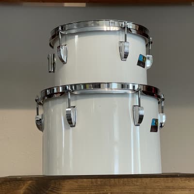 1970's Ludwig 10" & 12" White Cortex 3-Ply Concert Toms image 6