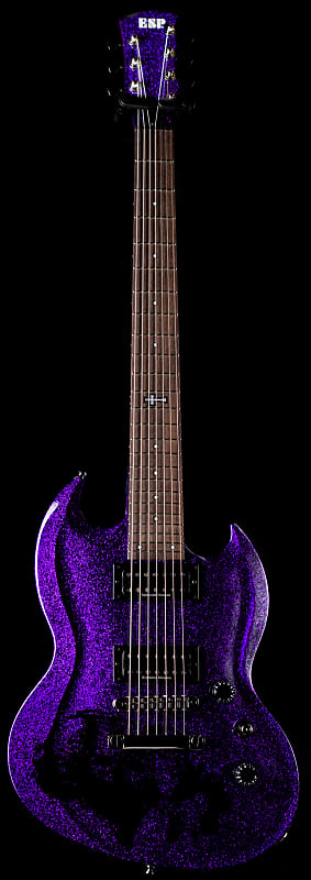 ESP Custom Shop Viper 7-String Baritone Dir En Grey Kaoru Signature- Purple  Sparkle w/ Black Skull