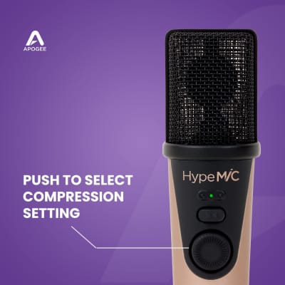 Apogee Hype Mic - USB Microphone with Analogue Compression for Capturing Vocals and Instruments, Streaming, Podcasting, and Gaming, Made in USA, Rose Gold image 7