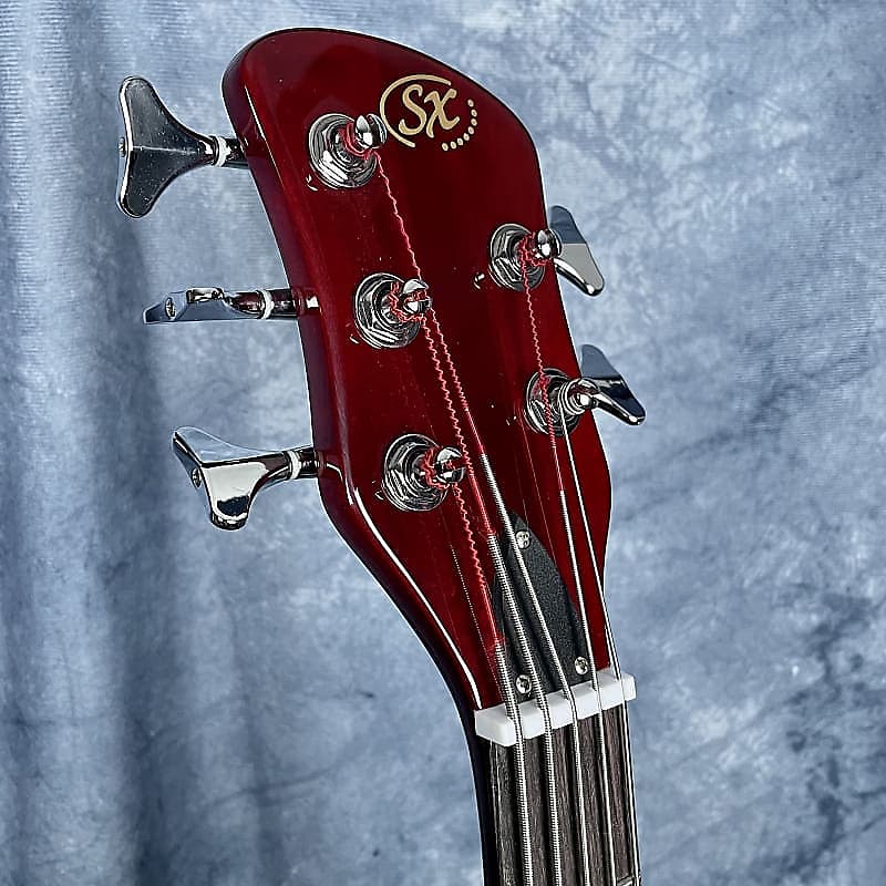 SX SWB1 5 String Bass in Trans Wine Red