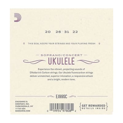 D'Addario Ukulele Strings Fluorcarbon EJ99B Uke Soprano/Concert Pro-arte carbon image 3