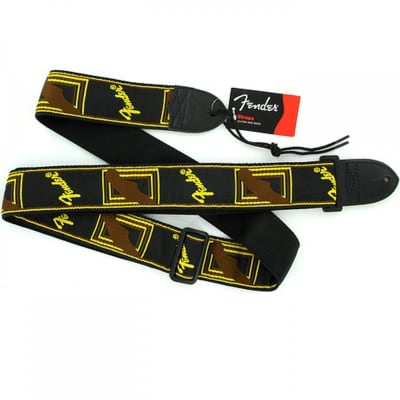 Fender 2” monogrammed strap Black/Yellow/Brown 099-0681-000 | Reverb UK