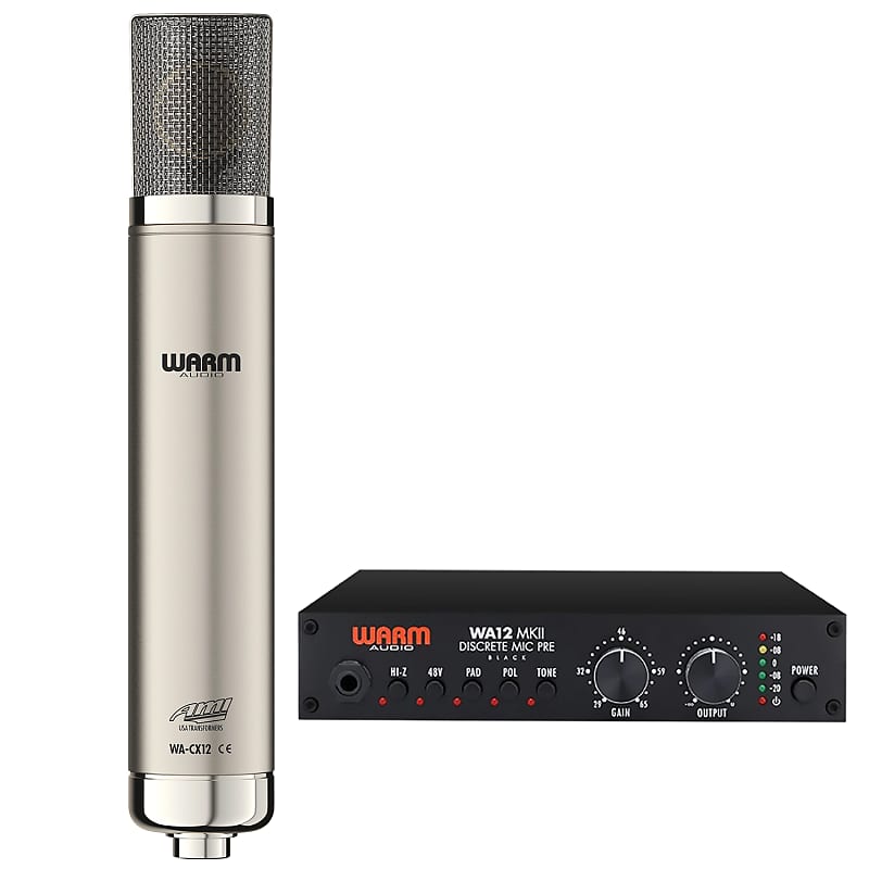 Warm Audio WA-CX12 Tube Condenser Microphone & WA12 MKII Black Microphone Preamp image 1