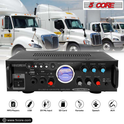 5 Core Car Amplifier 300W Dual Channel Amplifiers Car Audio w MOSFET Power Supply Premium Amp with EQ Control 2 Mic 1 USB and SD Card Input CEA 14 image 3