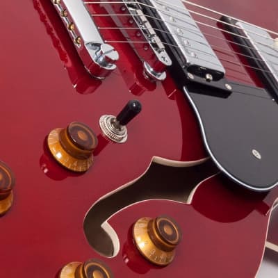Mint Vintage VSA500CR VSA500 Semi-Hollow Guitar, Wilkinson Pickups, Cherry Red image 7