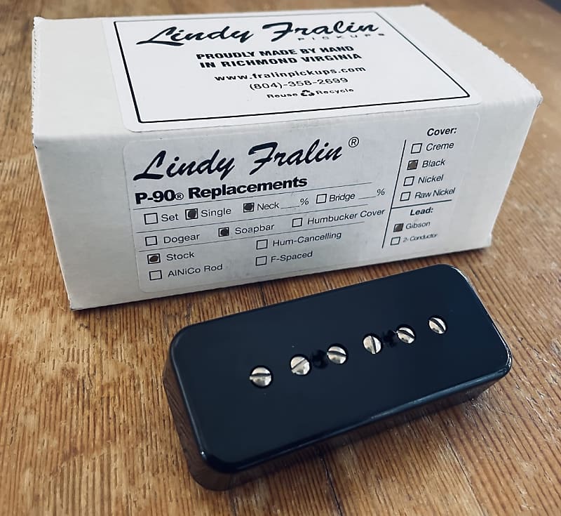 Lindy Fralin Stock Vintage P90 Neck -5% Pickup Black Cover NEW!