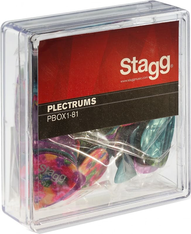 Pack of 100 Stagg 0.81 mm (0.031") standard plastic picks, various colours image 1