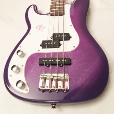 Lefty SX "Rock N Rose" Precision Bass Special Left-Handed Purple Glitter. Great Condition !... image 13